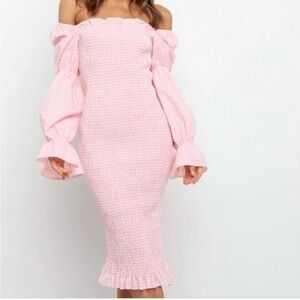 SNDYS pink gingham bodycon dress